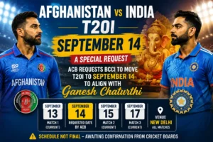 Afghanistan vs India T20I September 14 schedule request linked to Ganesh Chaturthi in New Delhi