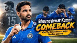 Bhuvneshwar Kumar comeback highlights India’s bowling concerns, veteran fast bowler’s experience, and questions over the national squad’s pace attack.