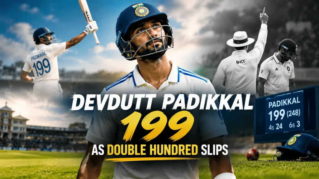 Devdutt Padikkal 199 runs off 248 balls for India A against New Zealand A as a disputed dismissal denies him a double century.