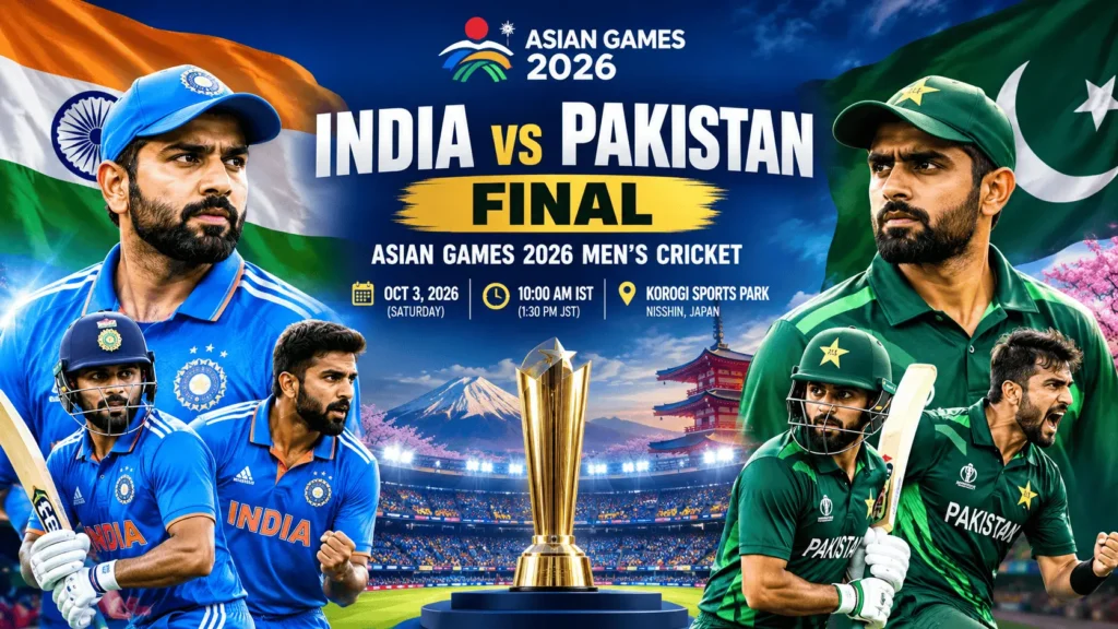 India vs Pakistan Asian Games 2026 Final men’s cricket gold medal match at Korogi Sports Park