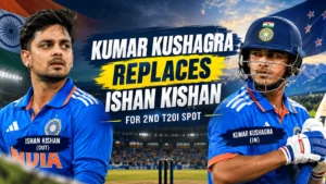 Kumar Kushagra replaces Ishan Kishan as wicketkeeper cover for India's 2nd T20I against New Zealand following Kishan's injury.